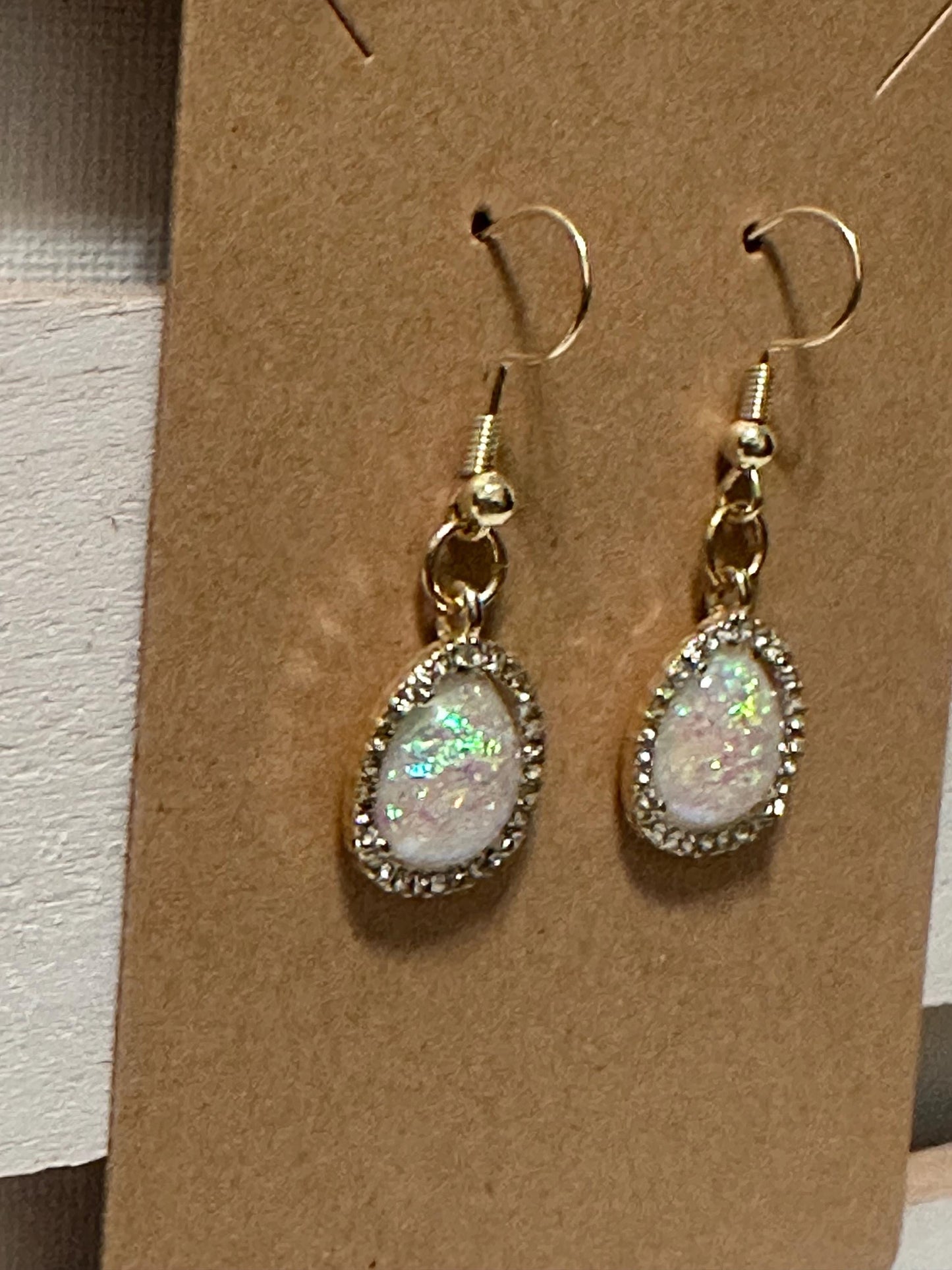 Gold Pearl Dangle Earrings