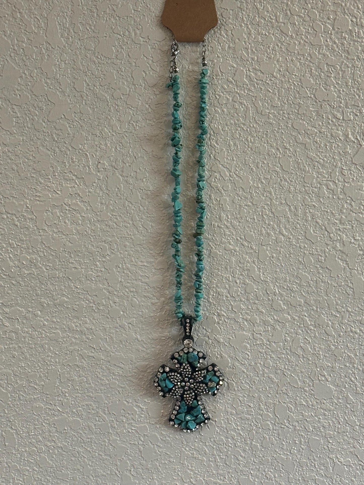 Turquoise Diamond Cross Necklace