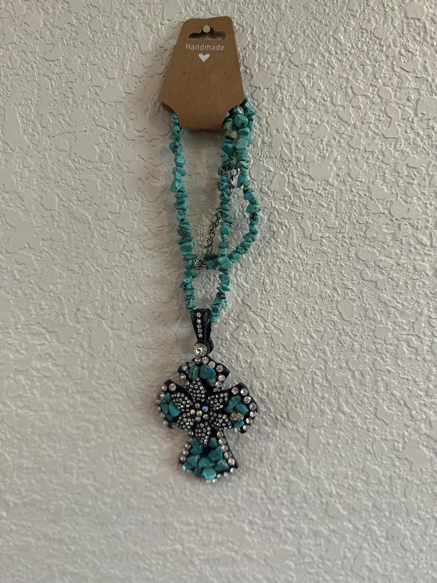 Turquoise Diamond Cross Necklace