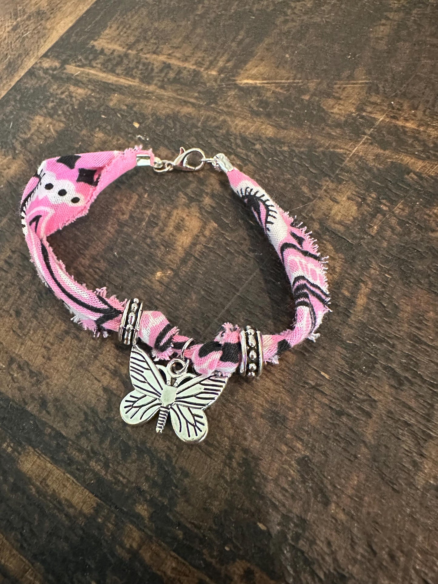 Pink Butterfly Charm Bracelet
