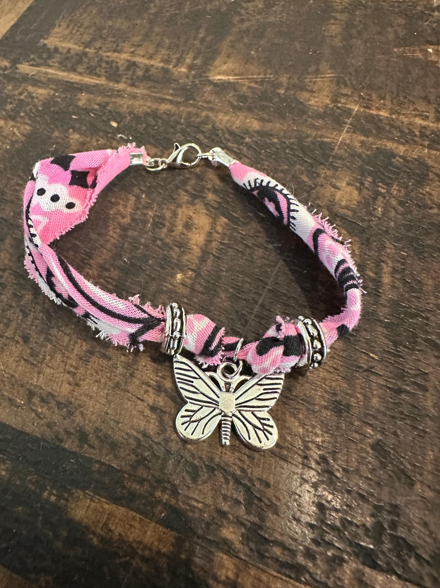 Pink Butterfly Charm Bracelet