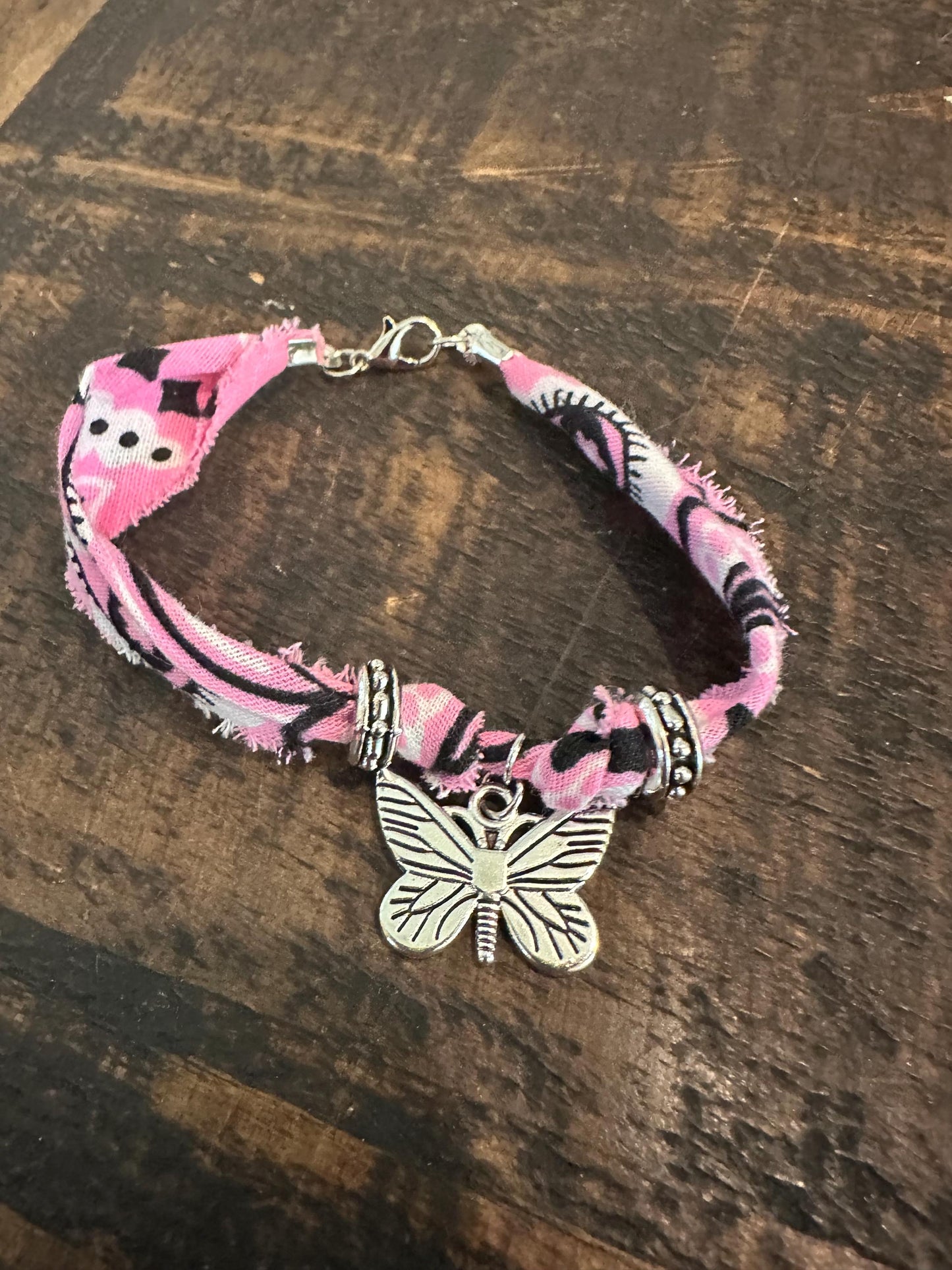 Pink Butterfly Charm Bracelet